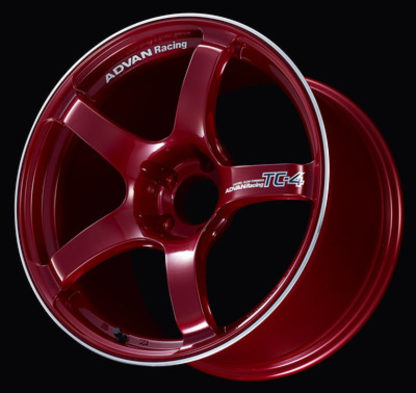 Advan Yokohama Racing TC4 18x8.5 +45 5-112 Candy Racing Red Wheel & Ring