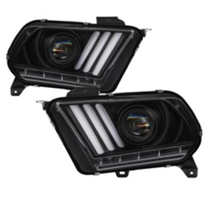 Spyder 10-13 Ford Mustang - Halogen - Projector Headlights - LED Signals -Black (PRO-YD-FM2010V2-BK) - Image 2