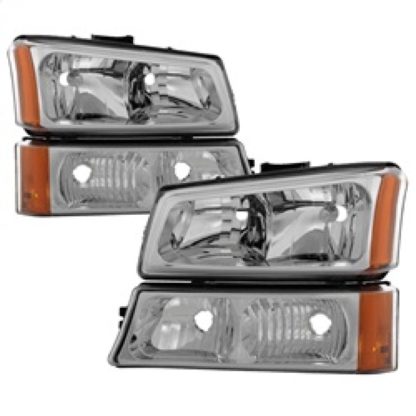 Xtune Chevy Silverado 2500HD 03-06 Crystal Headlights w/ Bumper Lights Chrome HD-JH-CSIL03-AM-C-SET - Image 2