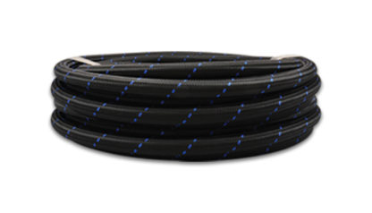 Vibrant -4 AN Two-Tone Black/Blue Nylon Braided Flex Hose (2 foot roll) - Image 2