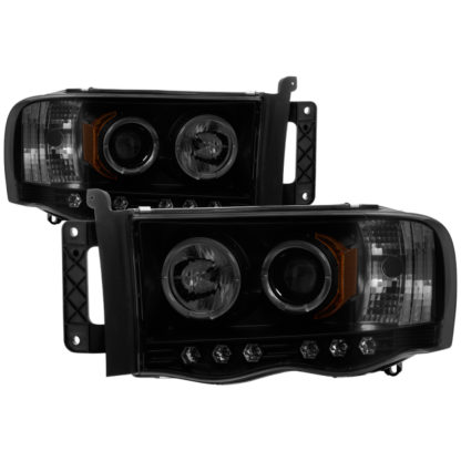 Spyder Dodge Ram 1500 02-05 03-05 Projector Headlights LED Halo LED Blk Smke PRO-YD-DR02-HL-BSM - Image 2