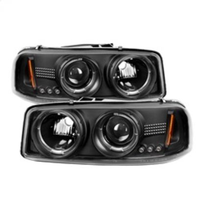 Spyder GMC Sierra 1500/2500/3500 99-06 Projector Headlights LED Halo LED Black PRO-YD-CDE00-HL-BK - Image 3