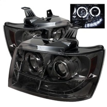 Spyder Chevy Suburban 1500 07-14 Projector Headlights LED Halo LED Smke PRO-YD-CSUB07-HL-SM - Image 2