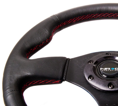 NRG Reinforced Steering Wheel (320mm) Leather w/Red Stitch - Image 3