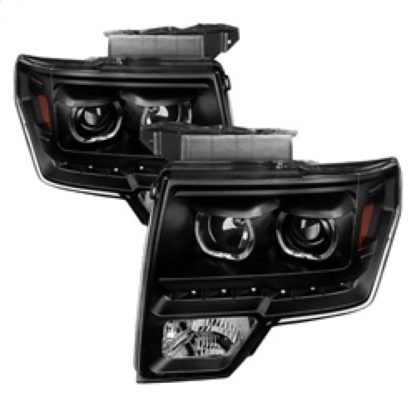 Xtune Ford F150 09-14 Projector Headlights Halogen Model Only LED Halo Black PRO-JH-FF15009-CFB-BK - Image 3