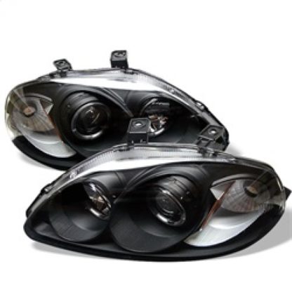 Spyder Honda Civic 96-98 Projector Headlights LED Halo Amber Reflctr Blk PRO-YD-HC96-AM-BK - Image 2