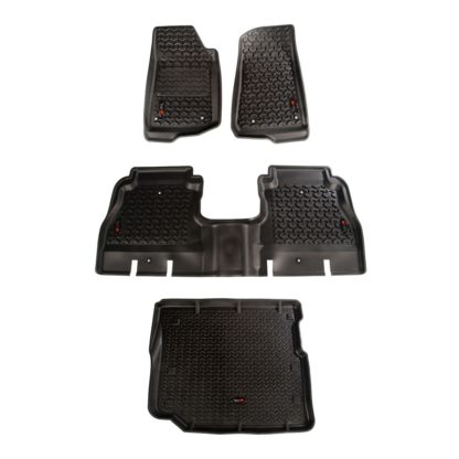 Rugged Ridge Floor Liner Front/Rear/Cargo Black 2018-2020 Jeep Wrangler JL 4 Dr