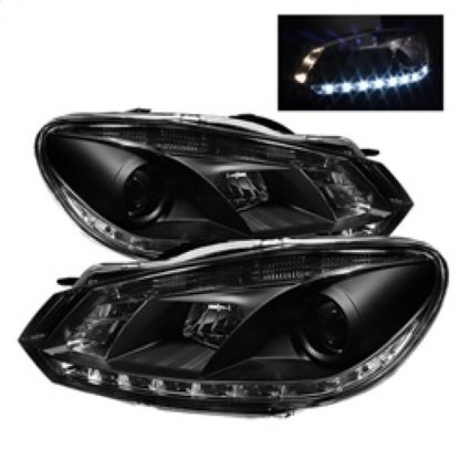 Spyder Volkswagen Golf/GTI 10-13 Projector Headlights Halogen Model- DRL Blk PRO-YD-VG10-DRL-BK - Image 2