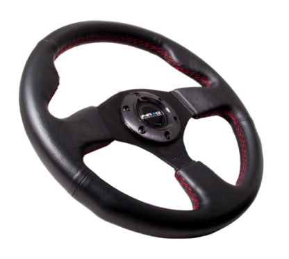 NRG Reinforced Steering Wheel (320mm) Leather w/Red Stitch - Image 2