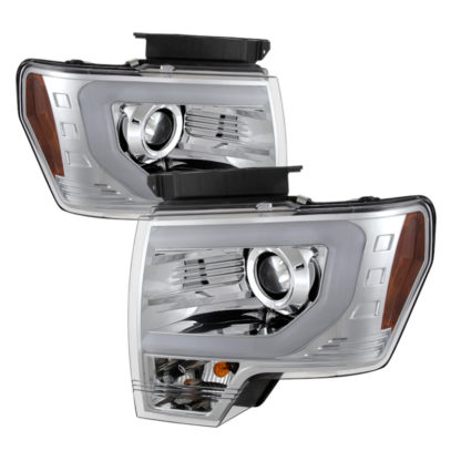 Spyder Ford F150 09-14 Projector Headlights Halogen Model- Light Bar DRL Chrm PRO-YD-FF15009-LBDRL-C - Image 3