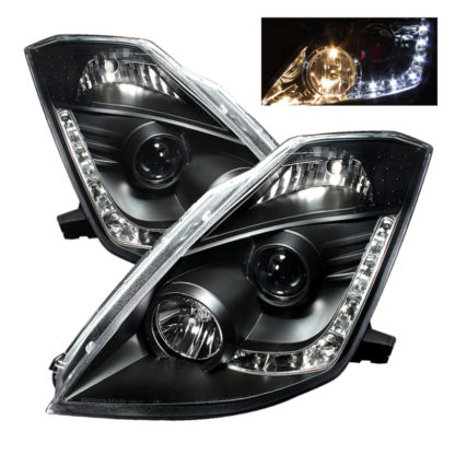 Spyder Nissan 350Z 03-05 Projector Headlights Xenon DRL Blk High H1 Lw D2R PRO-YD-N350Z02-HID-DRL-BK - Image 3