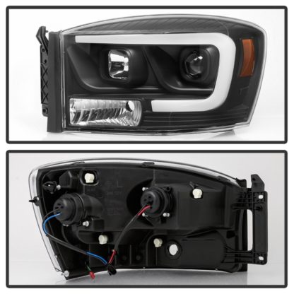 Spyder Dodge Ram 1500 06-08 V2 Projector Headlights - Light Bar DRL - Black (PRO-YD-DR06V2-LB-BK) - Image 6