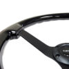 NRG Reinforced Steering Wheel (350mm / 3in. Deep) Black w/Black Chrome Solid 3-Spoke Center - Image 3
