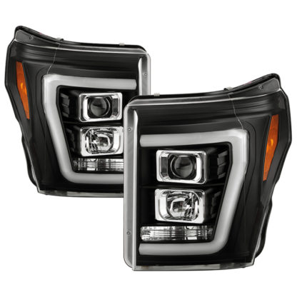 Spyder Ford F250/350/450 11-16 V2 High-Power LED Headlights-White Light Bar-Black PRO-YD-FS11V2PL-BK - Image 2