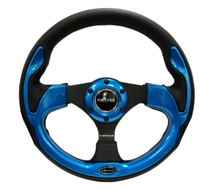 NRG Reinforced Steering Wheel (320mm) Blk w/Blue Trim - Image 5