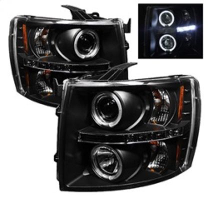 Spyder Chevy Silverado 1500 07-13 Projector Headlights LED Halo LED Blk PRO-YD-CS07-HL-BK - Image 2