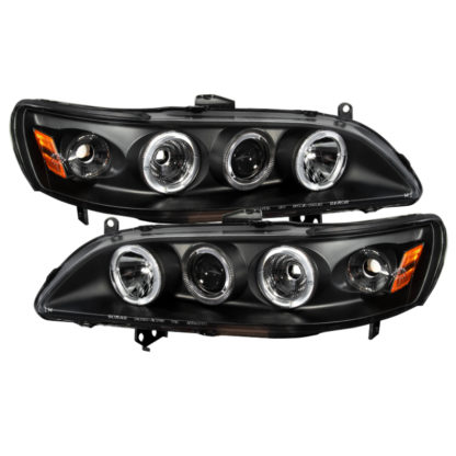 Spyder Honda Accord 98-02 1PC Projector Headlights LED Halo Amber Reflctr Blk PRO-YD-HA98-AM-BK - Image 2