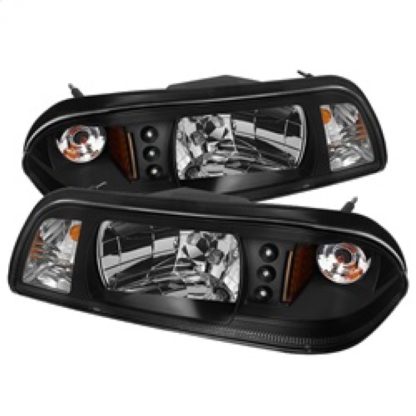 Spyder Ford Mustang 87-93 1PC LED (Replaceable LEDs)Crystal Headlights Black HD-YD-FM87-1PC-LED-BK - Image 4