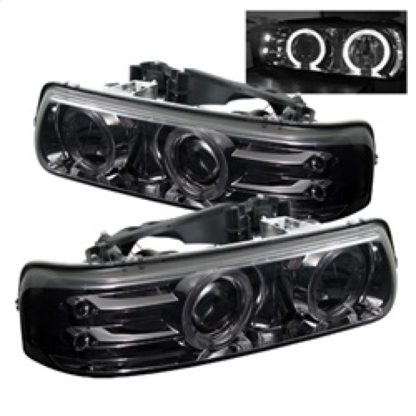 Spyder Chevy Silverado 1500/2500 99-02 Projector Headlights LED Halo LED Smoke PRO-YD-CS99-HL-SMC - Image 2