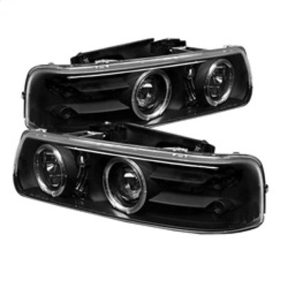 Spyder Chevy Silverado 1500/2500 99-02 Projector Headlights LED Halo LED Black PRO-YD-CS99-HL-BK - Image 2