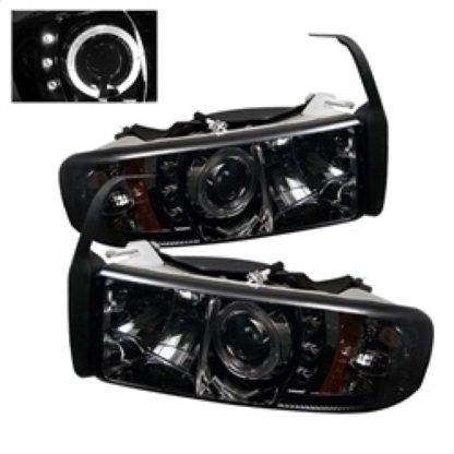 Spyder Dodge Ram 1500 94-01 94-02 Projector Headlights LED Halo LED Smke PRO-YD-DR94-HL-AM-SMC - Image 2