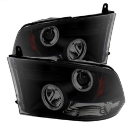 Spyder Dodge Ram 1500 09-14 Projector Halogen Model- CCFL Halo LED - Blk Smke PRO-YD-DR09-CCFL-BSM - Image 2