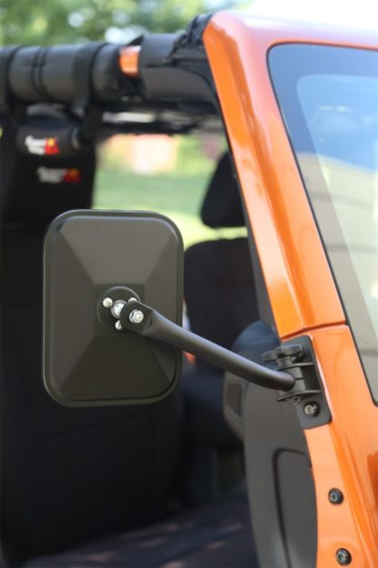 Rugged Ridge 97-18 Jeep Wrangler Textured Black Rectangluar Quick Release Mirror Kit - Image 3