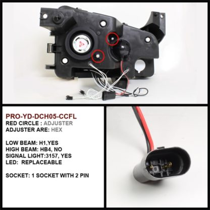 Spyder Dodge Charger 06-10 Projector Headlights Halogen Model CCFL Halo LED Blk PRO-YD-DCH05-CCFL-BK - Image 6