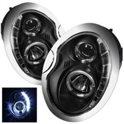 Spyder Mini Cooper 02-06 Projector Headlights DRL Black High H1 Low H1 PRO-YD-MC02-DRL-BK - Image 2