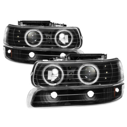 xTune Chevy Silverado 1500/2500 99-02 Bumper Projector Headlights - LED - Black PRO-JH-CSIL99-SET-BK - Image 2