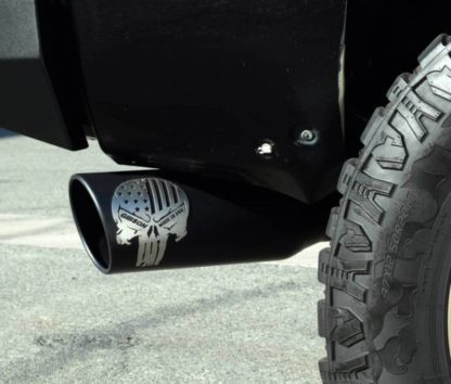 Gibson 11-13 GMC Sierra 1500 SLT 6.2L 4in Patriot Skull Series Cat-Back Single Exhaust - Stainless - Image 3