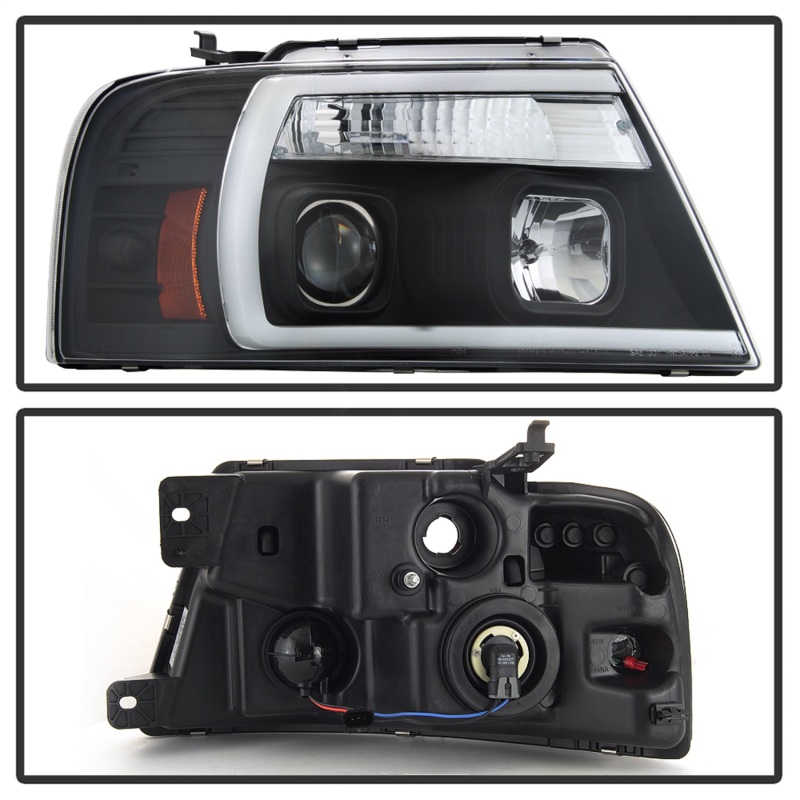 Spyder 04-08 Ford F-150 Projector Headlights - Light Bar DRL - Black PRO-YD-FF15004V2-LB-BK - Image 3