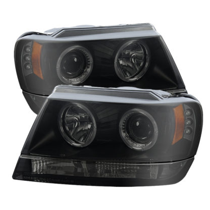 Spyder Jeep Grand Cherokee 99-04 Projector Headlights LED Halo LED Black Smoke PRO-YD-JGC99-HL-BSM - Image 3