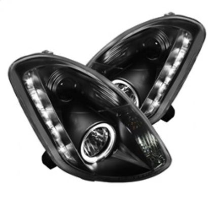 Spyder Infiniti G35 03-04 4DR Projector Halogen - LED Halo DRL Blk High H4 PRO-YD-IG35034D-DRL-BK - Image 2