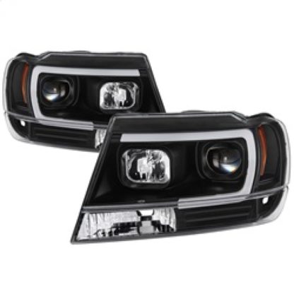 Spyder 99-04 Jeep Grand Cherokee Projector Headlights - Light Bar DRL LED - Black - Image 2