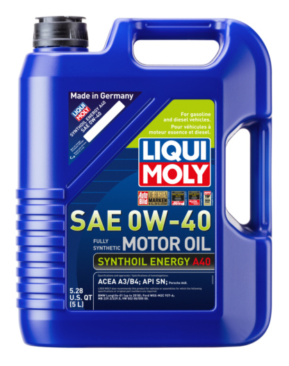 LIQUI MOLY 5L Synthoil Energy A40 Motor Oil SAE 0W-40