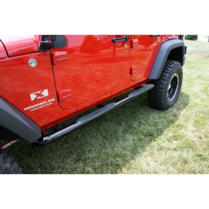 Rugged Ridge 3-In Round Side Steps Black 07-18 4-Door Jeep Wrangler - Image 2