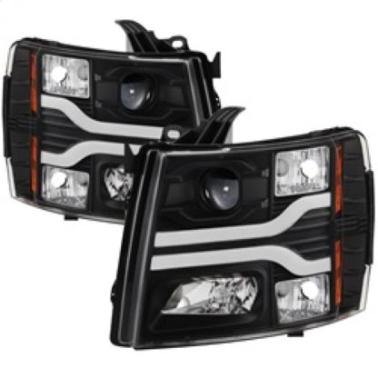 Spyder Chevy Silverado 1500 07-13 Version 3 Projector Headlights - Black PRO-YD-CS07V3-LBDRL-BK - Image 2