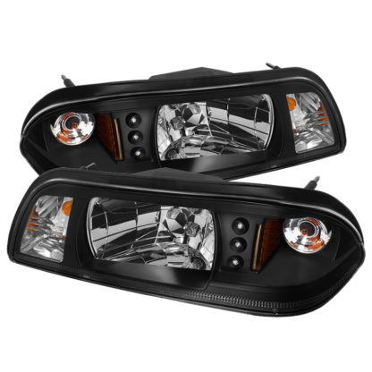 Spyder Ford Mustang 87-93 1PC LED (Replaceable LEDs)Crystal Headlights Black HD-YD-FM87-1PC-LED-BK - Image 3