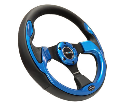 NRG Reinforced Steering Wheel (320mm) Blk w/Blue Trim - Image 6