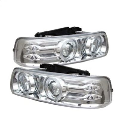 Spyder Chevy Silverado 1500/2500 99-02Projector Headlights LED Halo LED Chrome PRO-YD-CS99-HL-C - Image 2