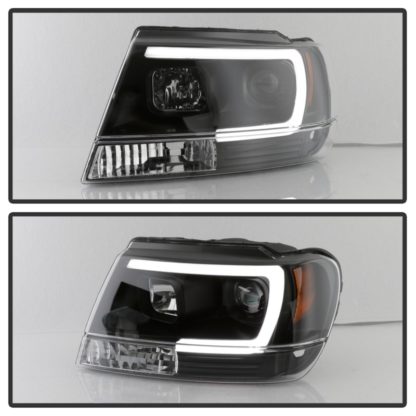 Spyder 99-04 Jeep Grand Cherokee Projector Headlights - Light Bar DRL LED - Black - Image 6