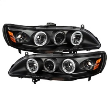 Spyder Honda Accord 98-02 1PC Projector Headlights LED Halo Amber Reflctr Blk PRO-YD-HA98-AM-BK - Image 3