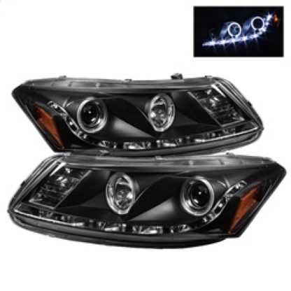 Spyder Honda Accord 08-12 4Dr Projector Headlights- LED Halo DRL Blk PRO-YD-HA08-4D-HL-BK - Image 2