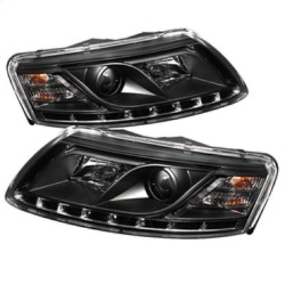 Spyder Audi A6 05-07 Projector Headlights Halogen Model Only - DRL Black PRO-YD-ADA605-DRL-BK - Image 2