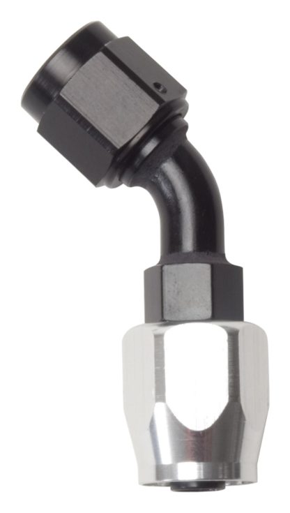 Russell Performance -10 AN Black/Silver 45 Degree Full Flow Hose End - Image 2