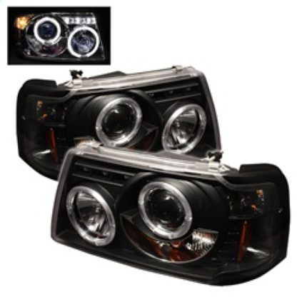 Spyder Ford Ranger 01-11 1PC Projector Headlights LED Halo LED Blk PRO-YD-FR01-1PC-HL-BK - Image 2