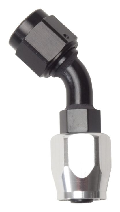 Russell Performance -10 AN Black/Silver 45 Degree Full Flow Hose End - Image 4