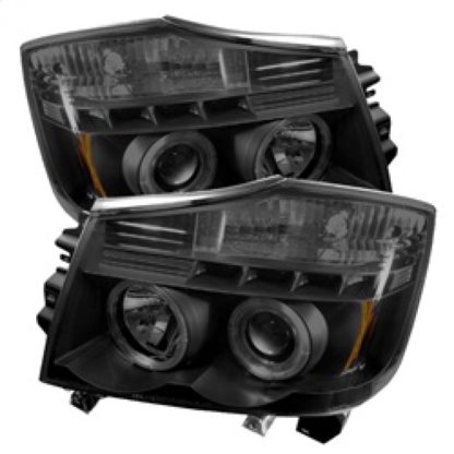 Spyder Nissan Titan 04-14 Projector Headlights LED Halo LED Blk Smke PRO-YD-NTI04-HL-BSM - Image 2