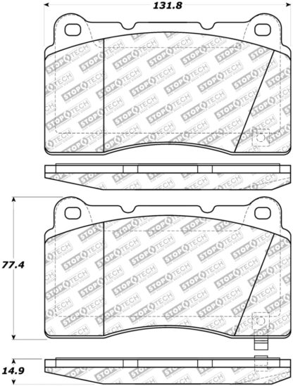 StopTech 08-15 Mitsubishi Evo X Street Performance Front Brake Pads